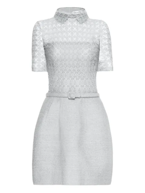 Oscar de la Renta guipure-lace tweed mini dress
