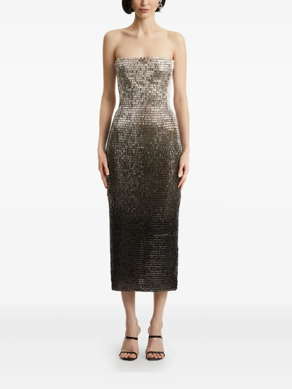 Oscar de la Renta Midi-jurk verfraaid met pailletten - Zilver