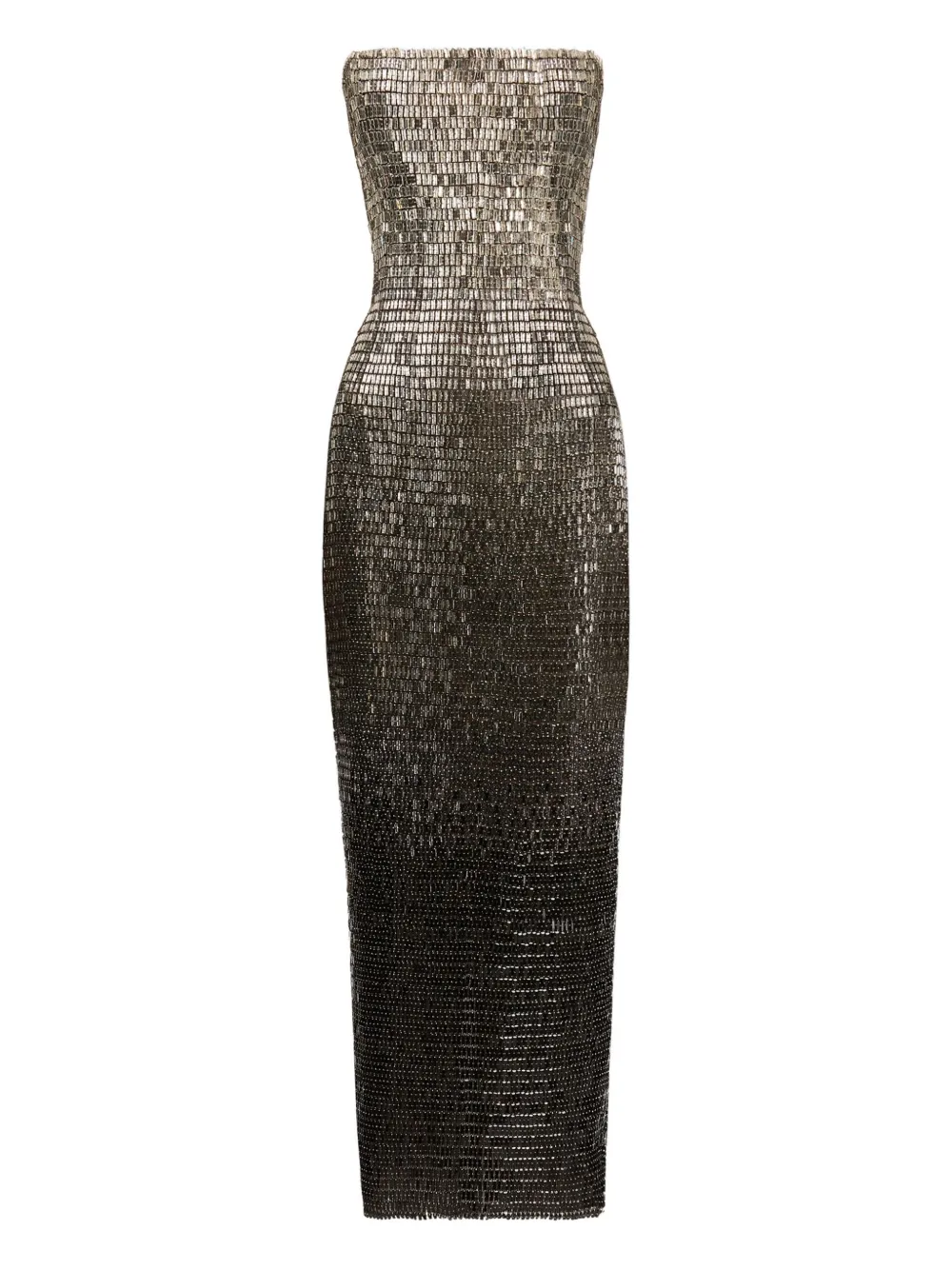 Oscar+de+la+Renta+robe-bustier+à+sequins+-+Argent