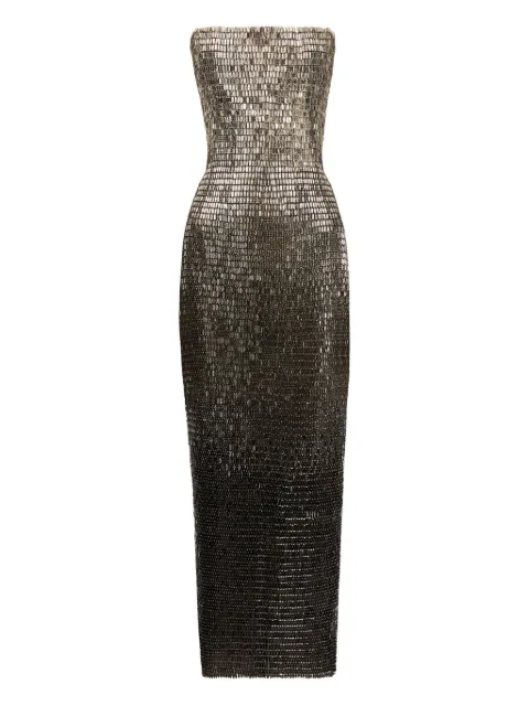 Oscar de la Renta فستان ميدي مزين بترتر وبدون حمالات