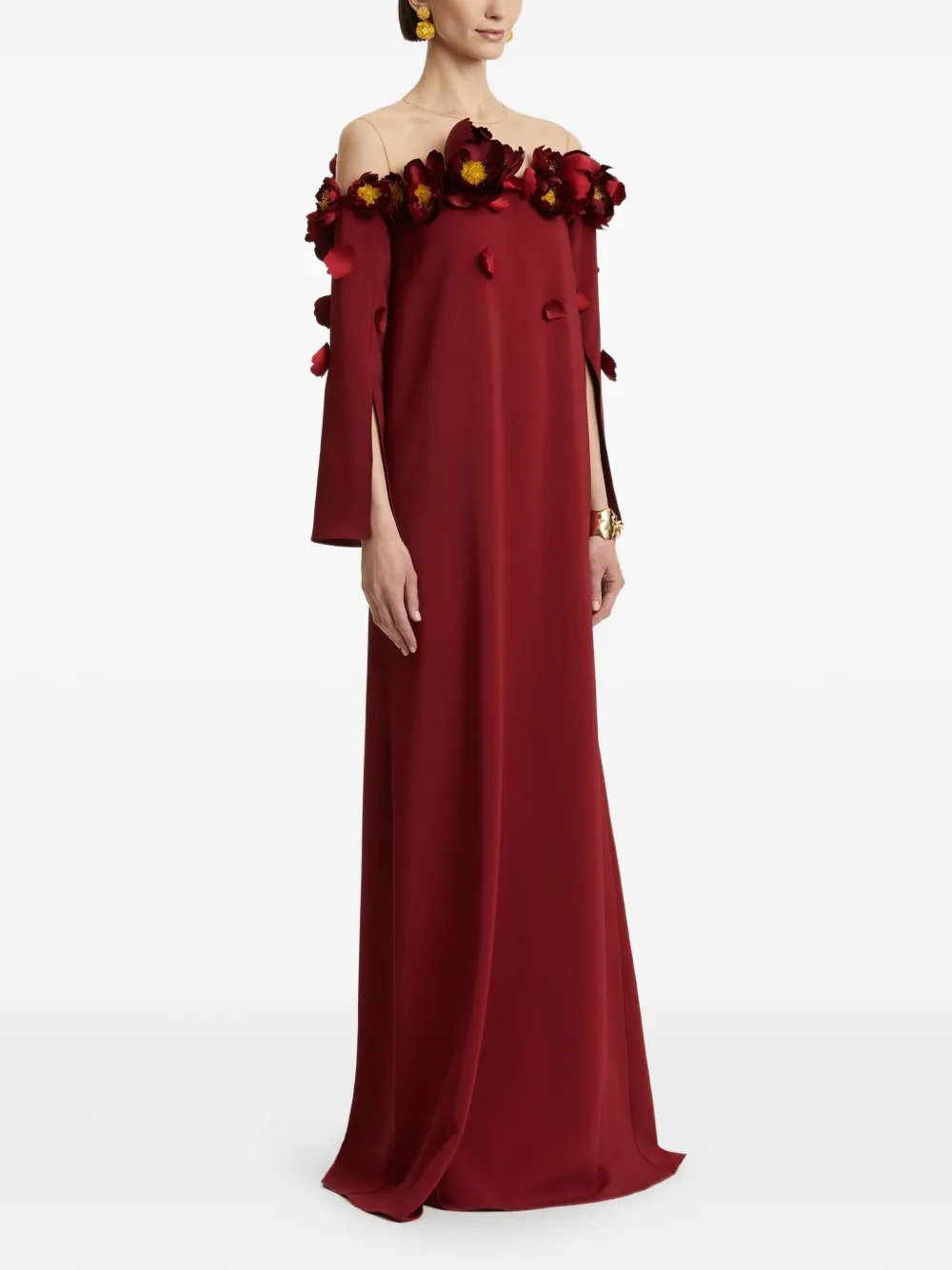 Oscar de la Renta Tulen maxi-jurk Rood