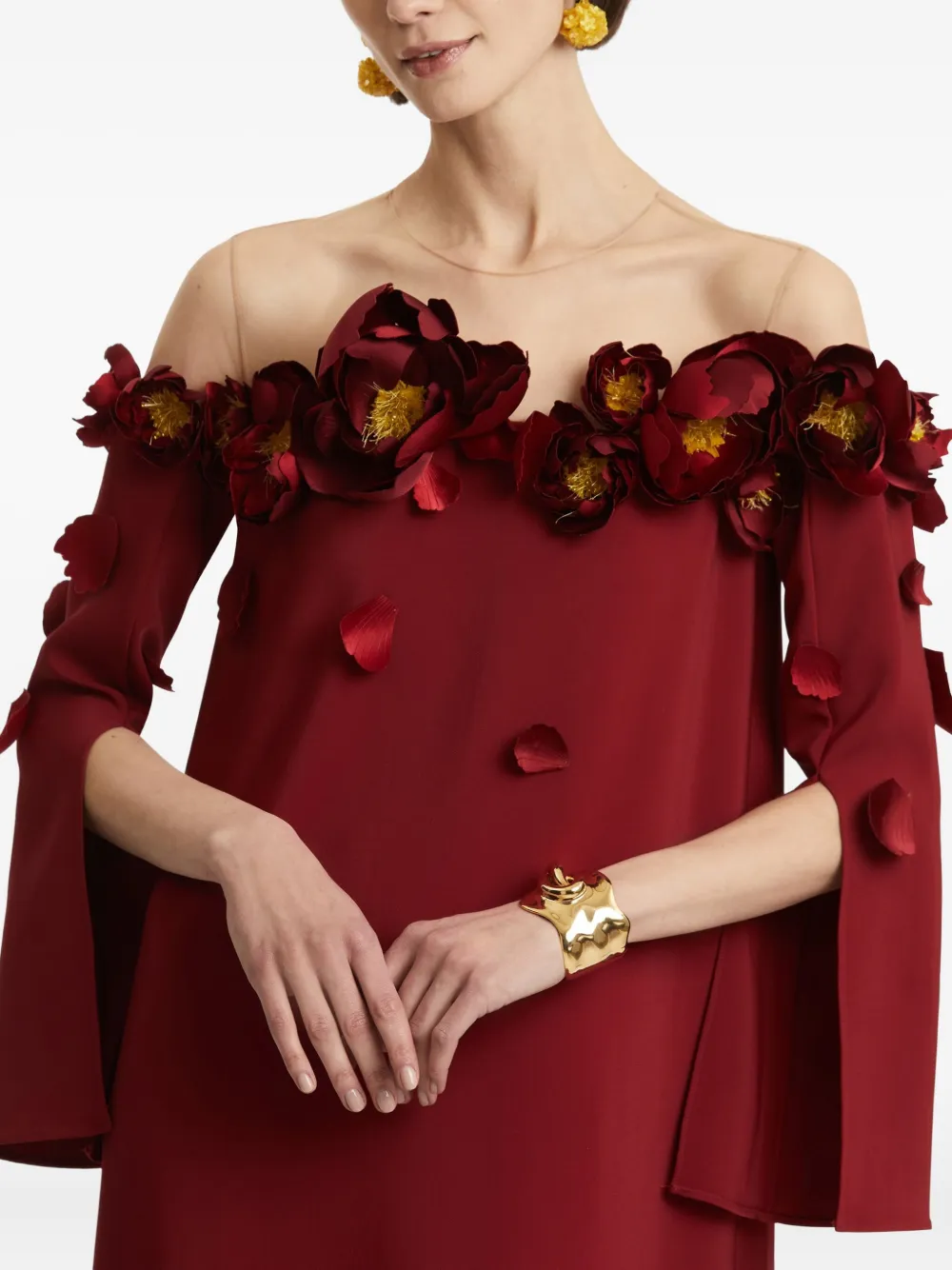 Oscar de la Renta Tulen maxi-jurk Rood