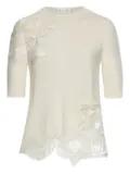 Oscar de la Renta guipure-insert short-sleeve top - White