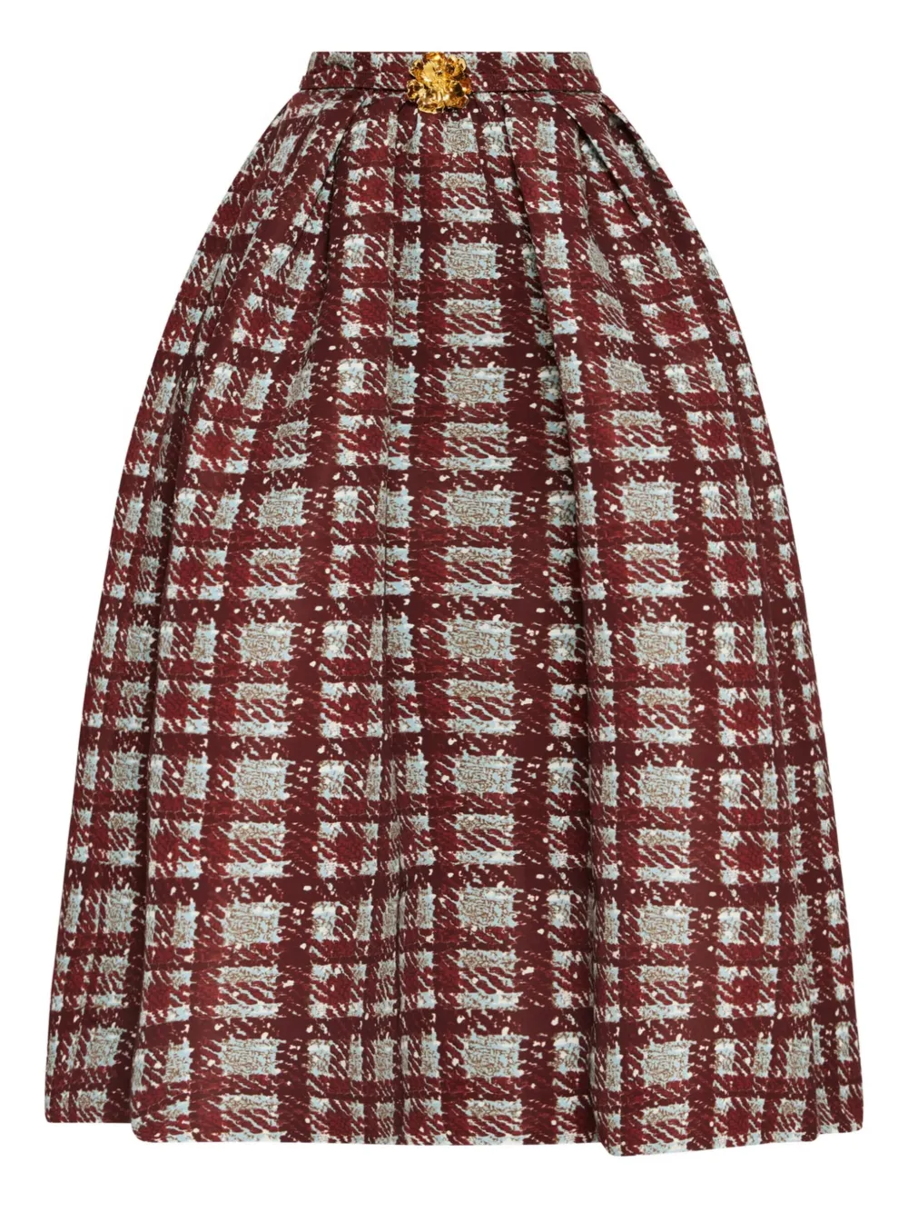 Oscar de la Renta pleated plaid midi skirt Rood