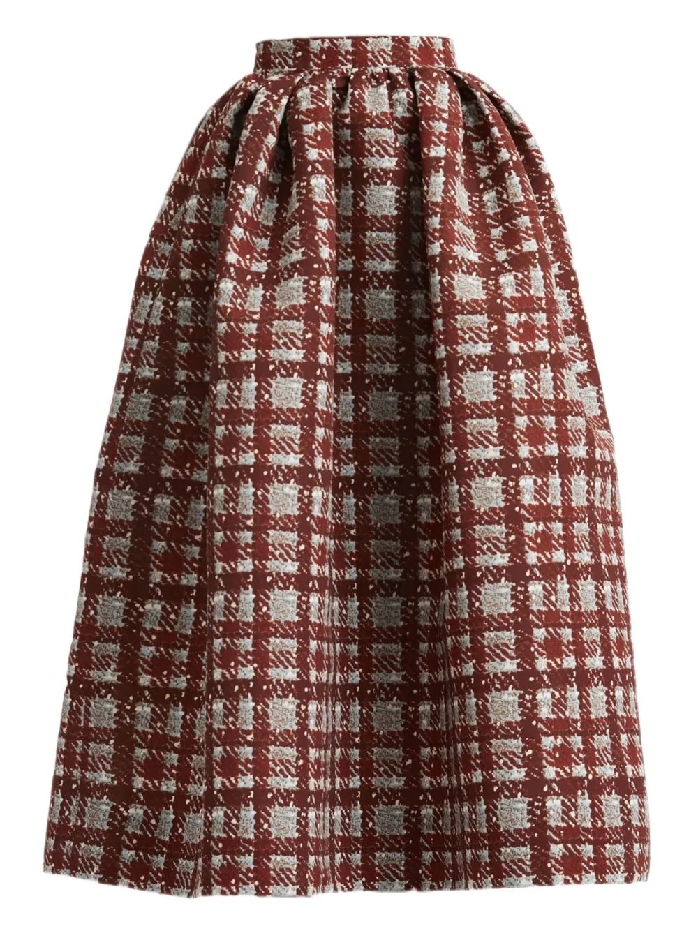 pleated plaid midi skirt