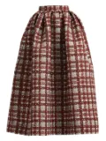 Oscar de la Renta pleated plaid midi skirt - Red