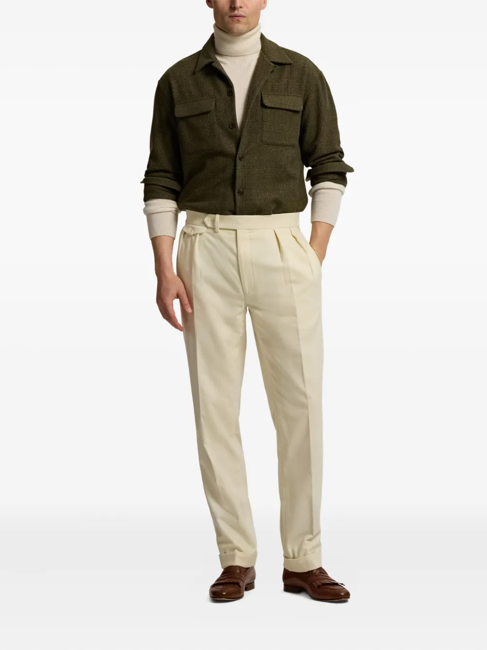Ralph Lauren Purple Label Wollen plooibroek - Beige
