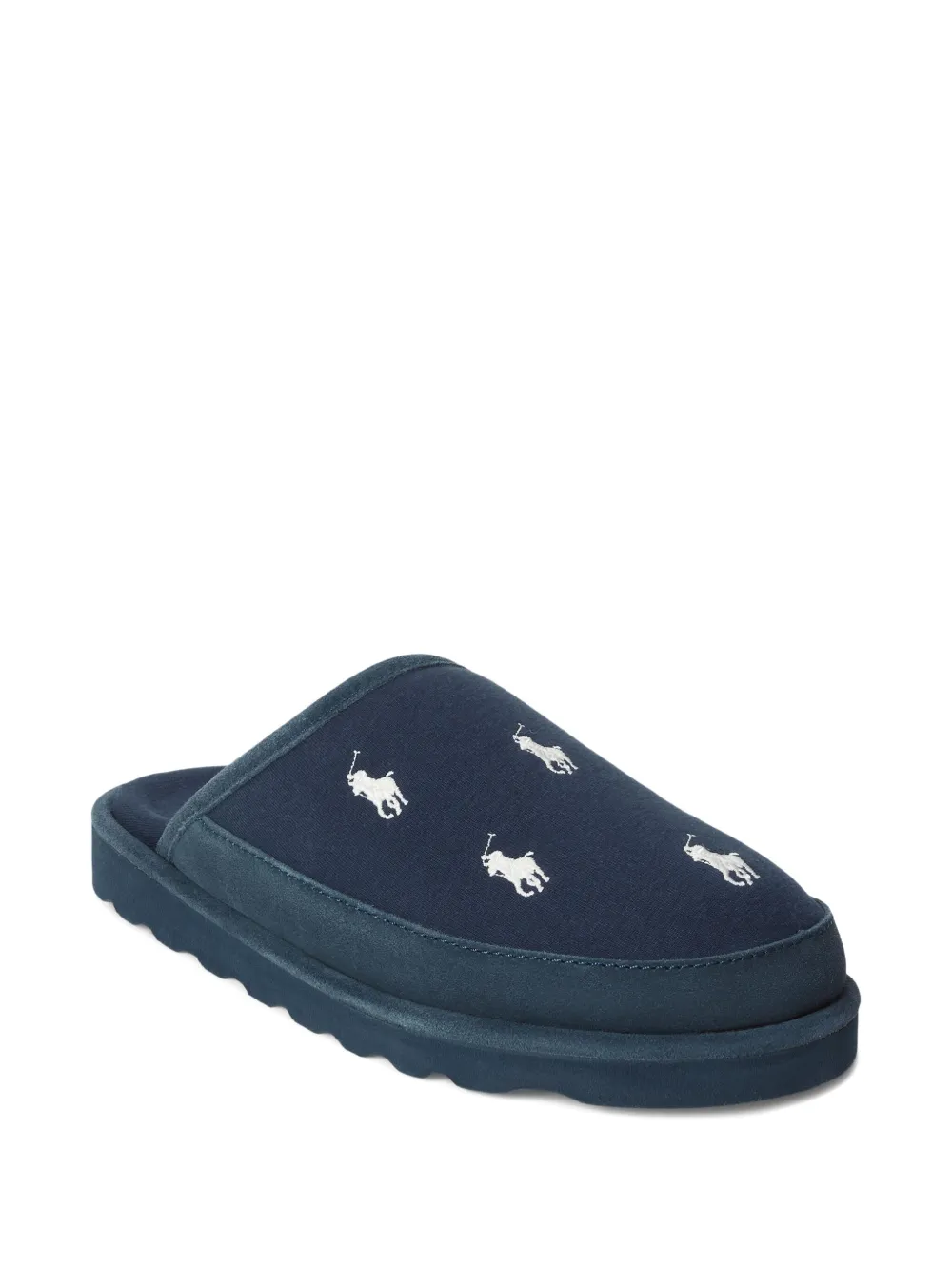 Polo Ralph Lauren embroidered cotton slippers Blue