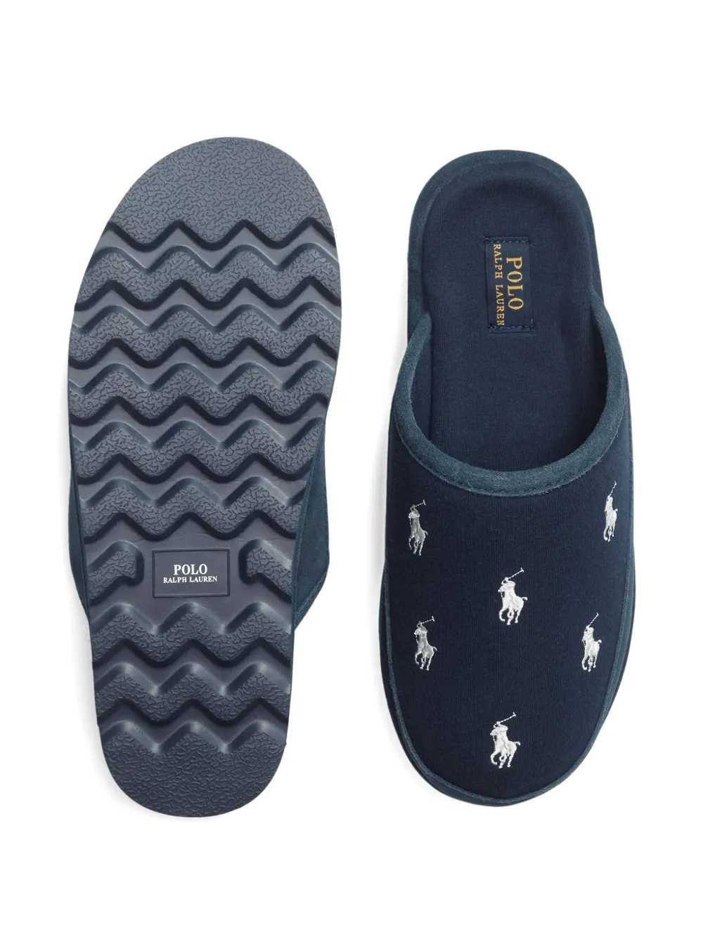 Polo Ralph Lauren embroidered cotton slippers Blue