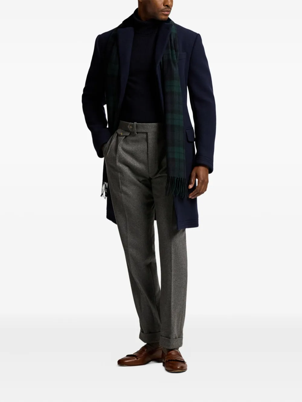 Ralph Lauren Purple Label Sciarpa tartan con frange - Verde