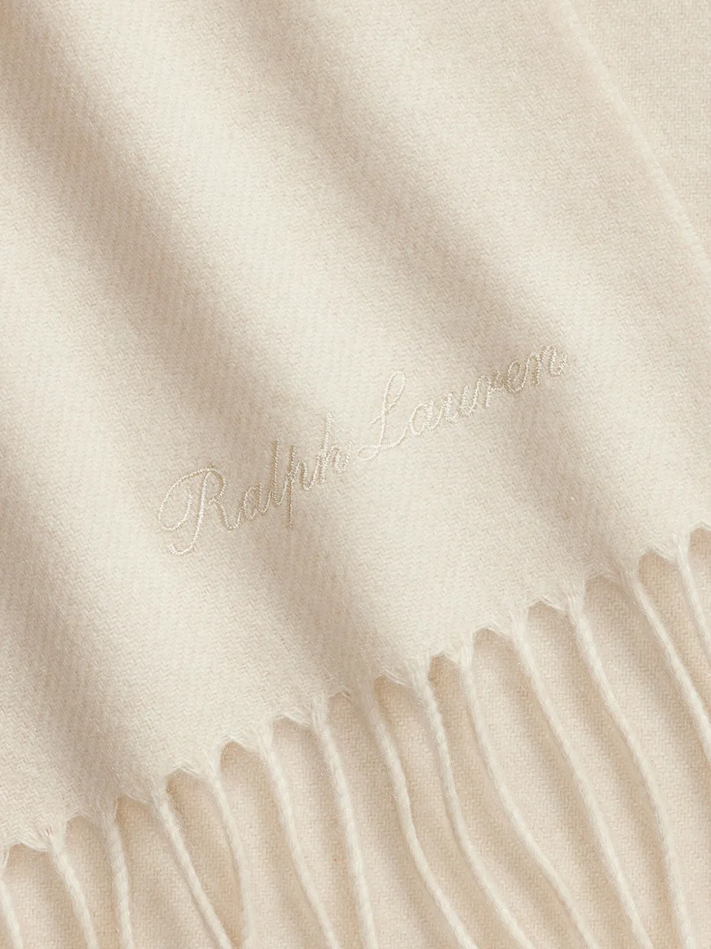 Ralph Lauren Purple Label Geweven kasjmier sjaal met franje - Beige