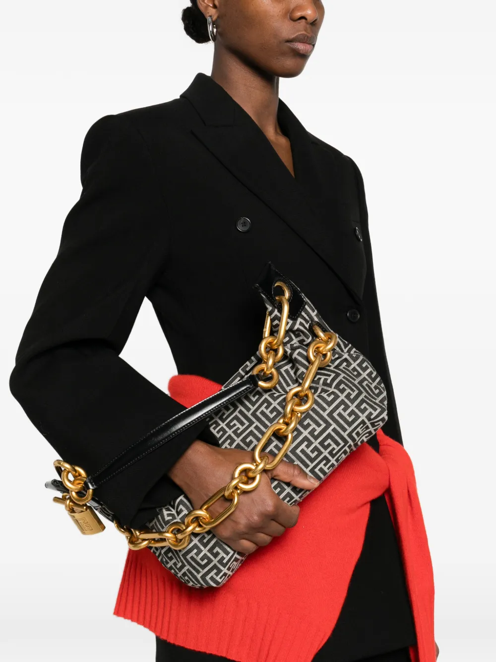 Balmain Medium Chain Sync shopper met monogram Zwart