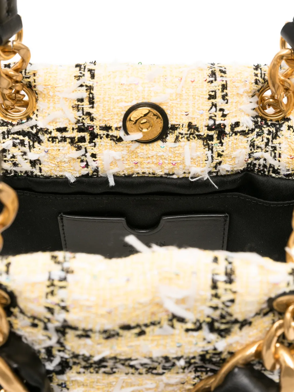 Balmain Tweed shopper met ketting Geel