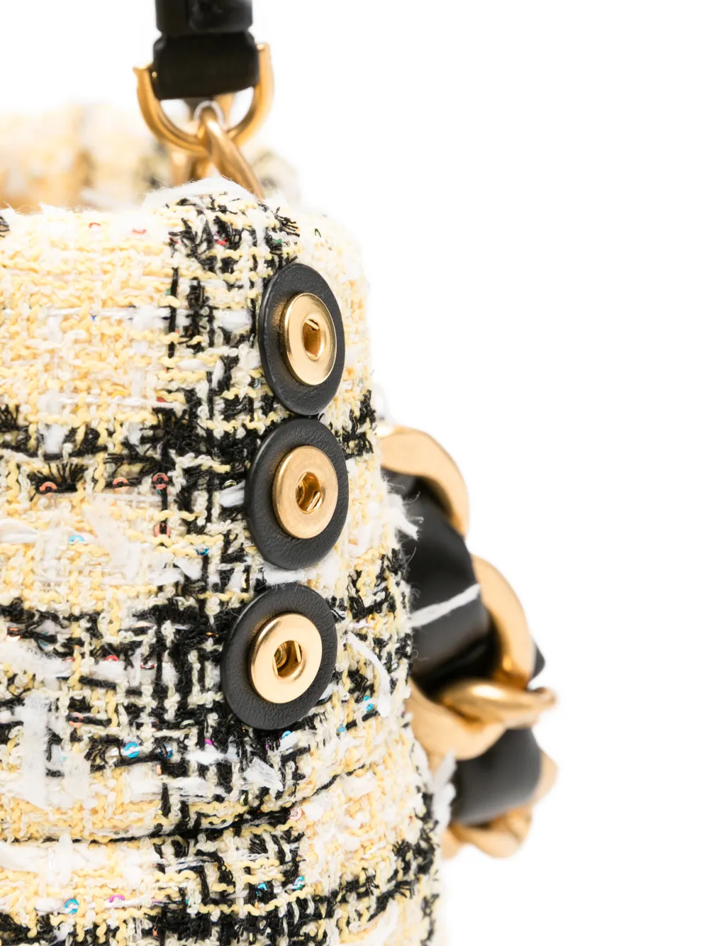Balmain Tweed shopper met ketting Geel