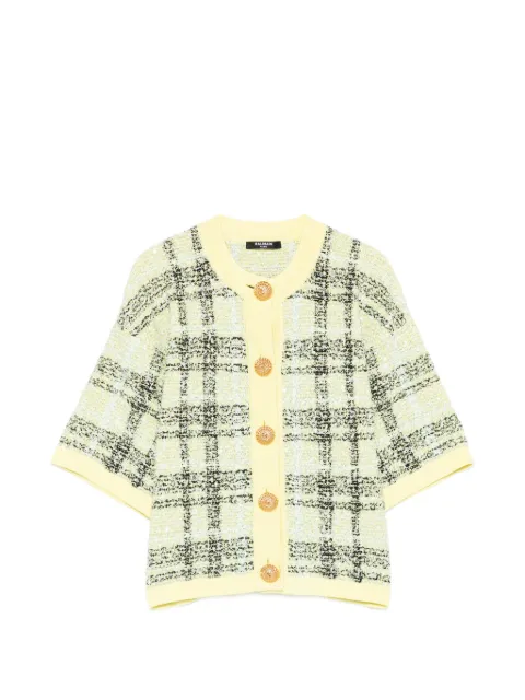 Balmain buttoned check tweed cardigan