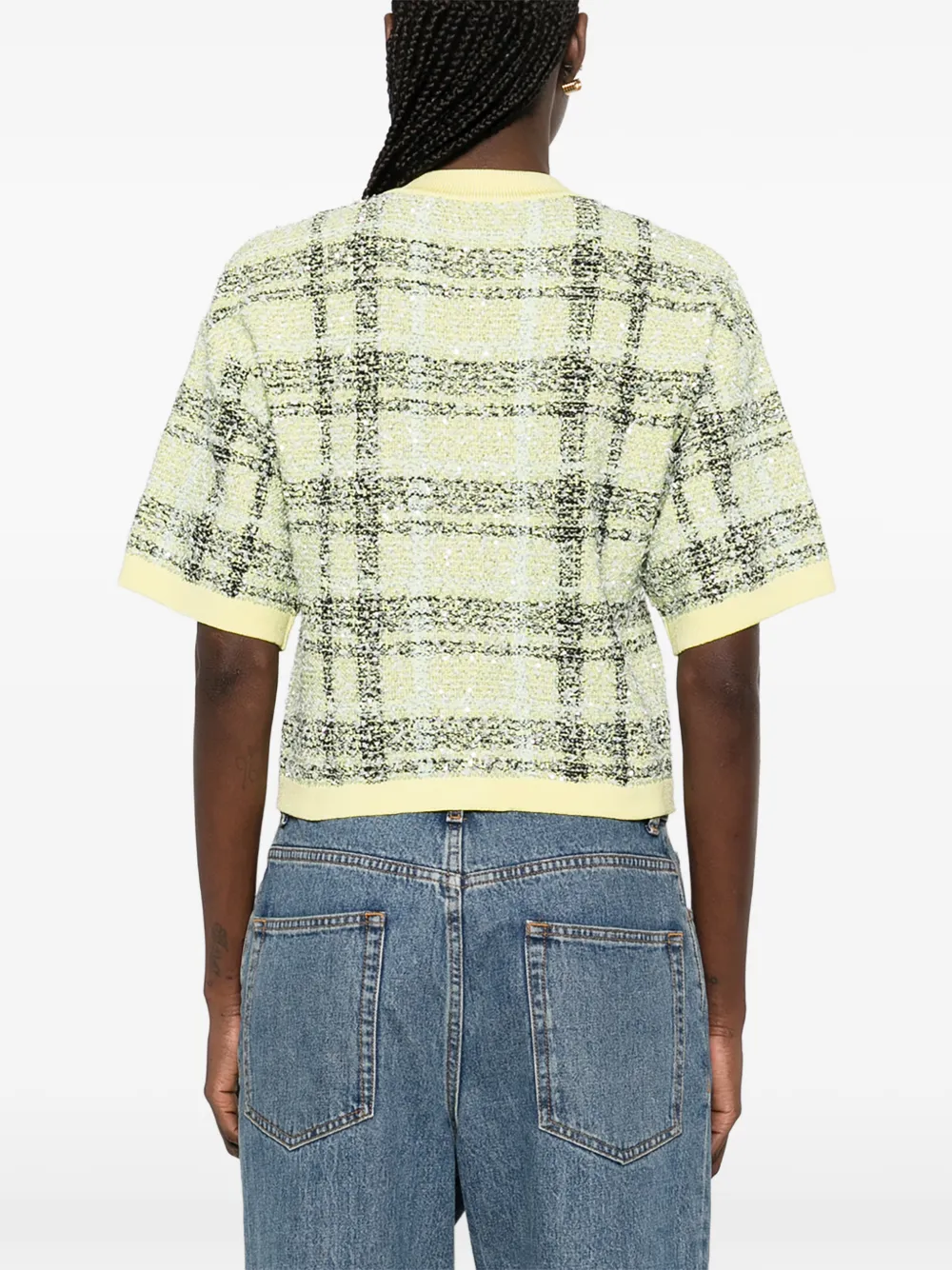 Balmain Geruit tweed vest met knopen Geel