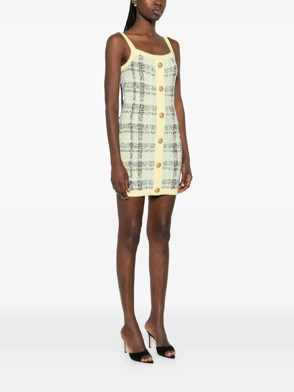 Balmain Mini-jurk met knopen Geel