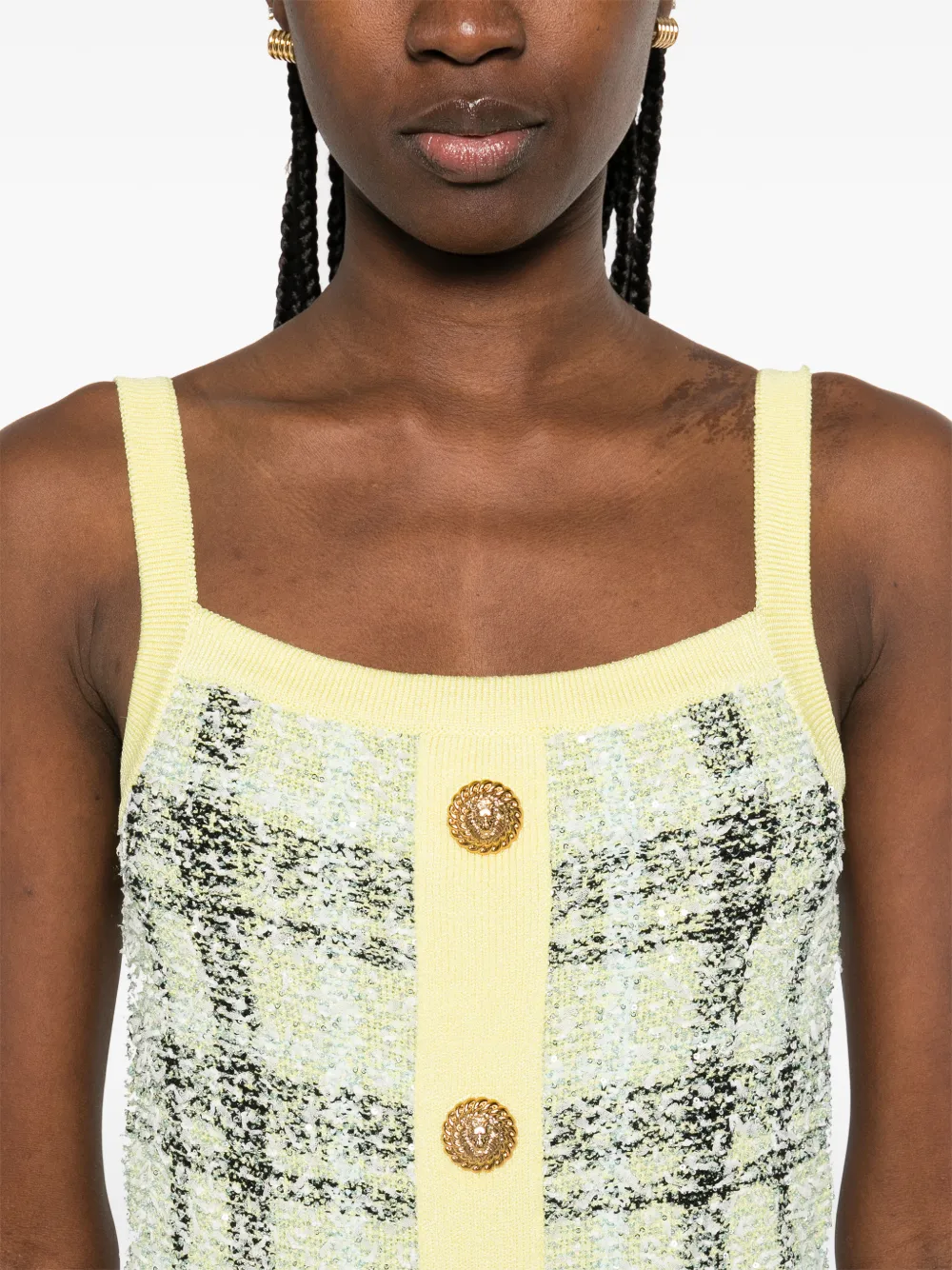 Balmain Mini-jurk met knopen Geel