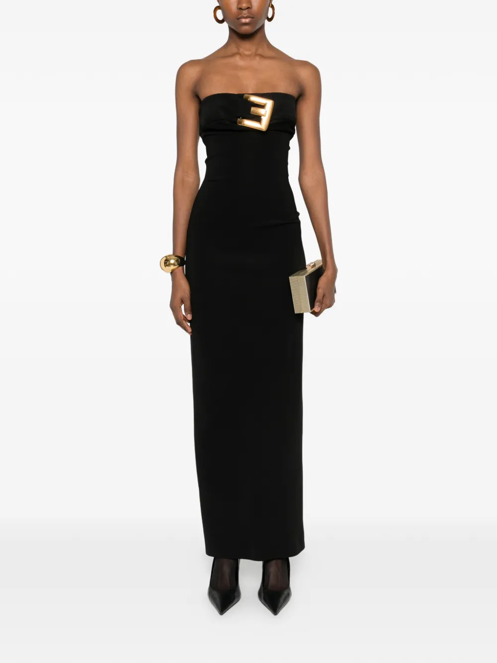 Balmain strapless maxi dress - Zwart