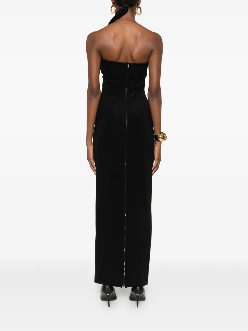Balmain Strapless Maxi Dress In Black