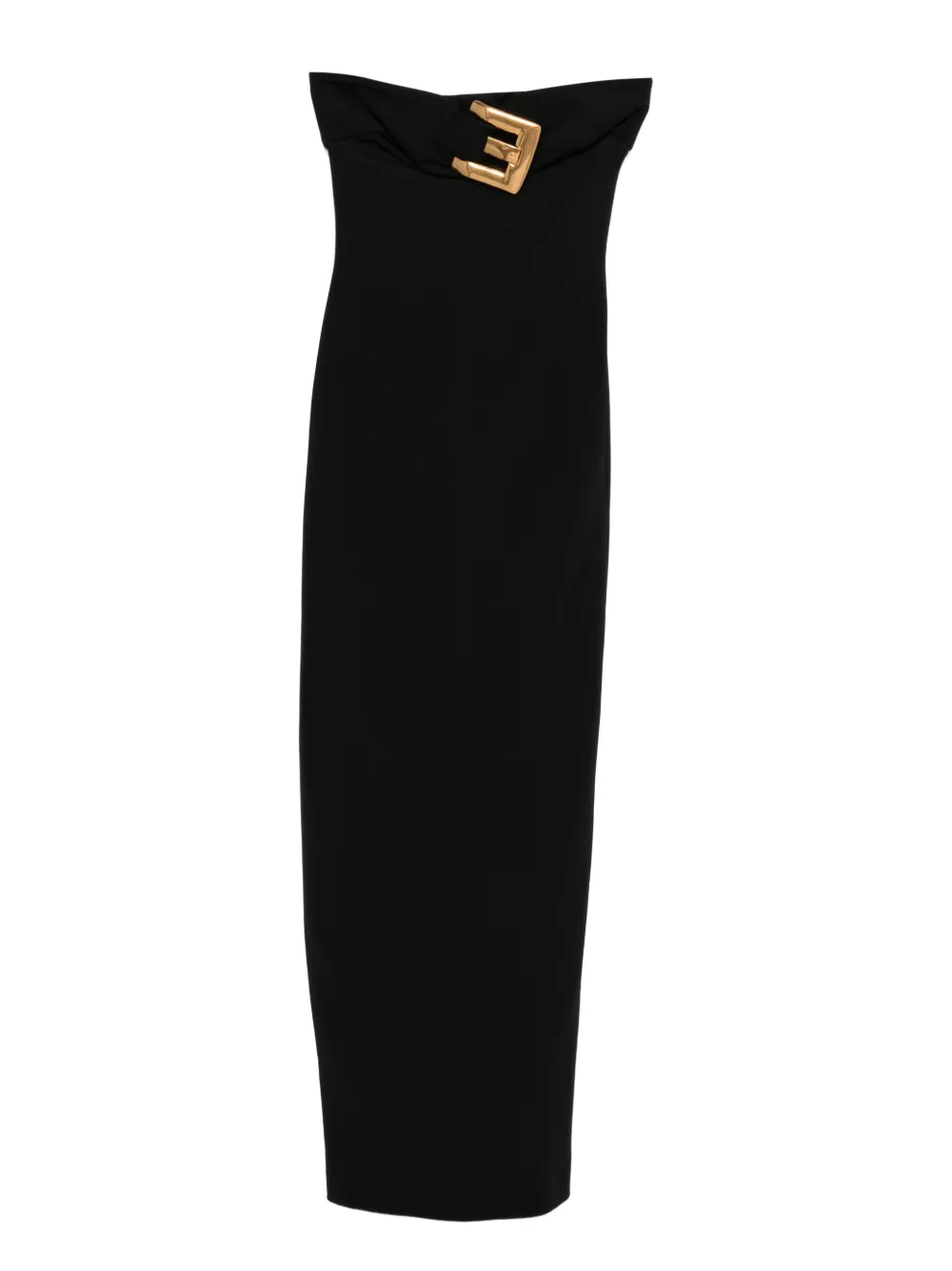 Balmain Strapless Maxi Dress In Black