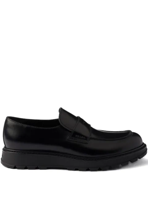 Prada brushed leather penny loafers