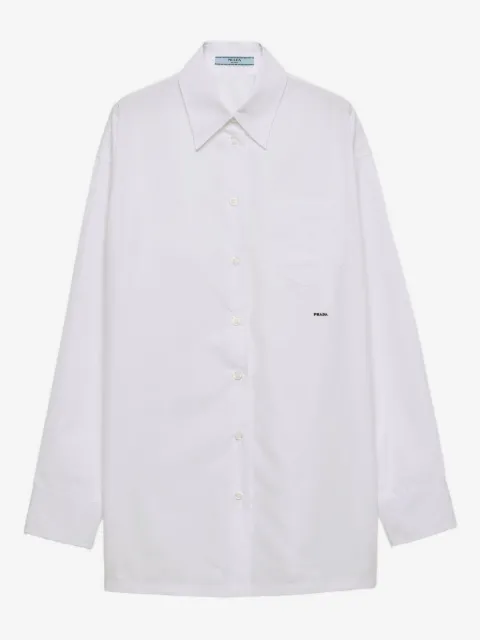 Prada embroidered patch-pocket shirt