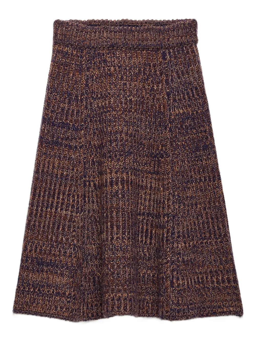 Prada Womens Blue Ribbed Flared Knitted Wool Midi Skirt In Multi