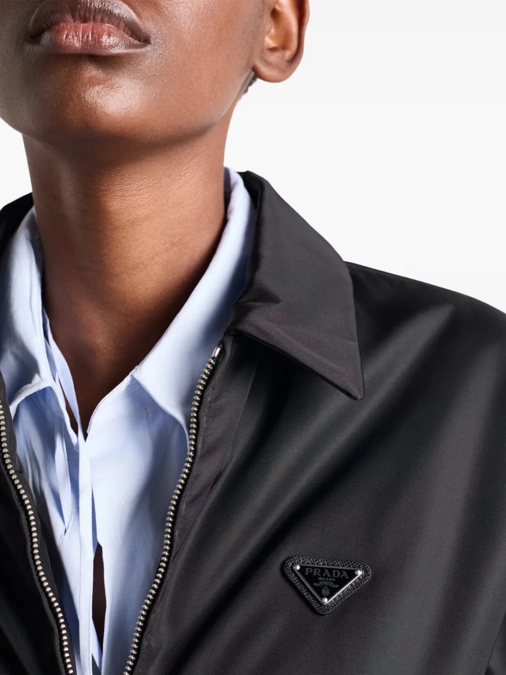 Prada Shirtjack met logo en shirtkraag Zwart