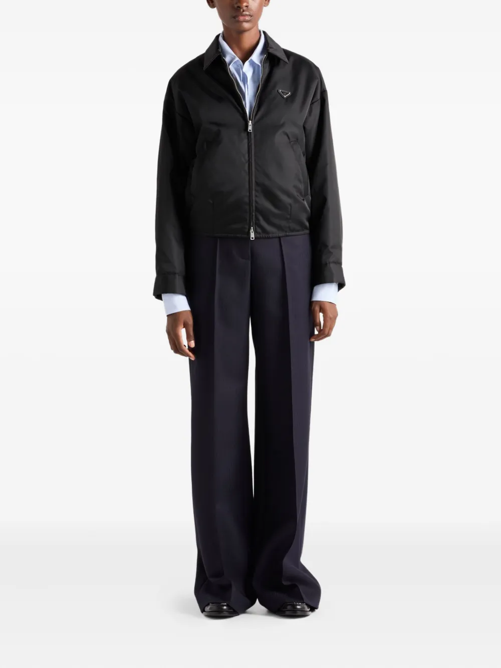Prada triangle-logo shirt-collar shirt jacket | Varsity Jackets | Image 2