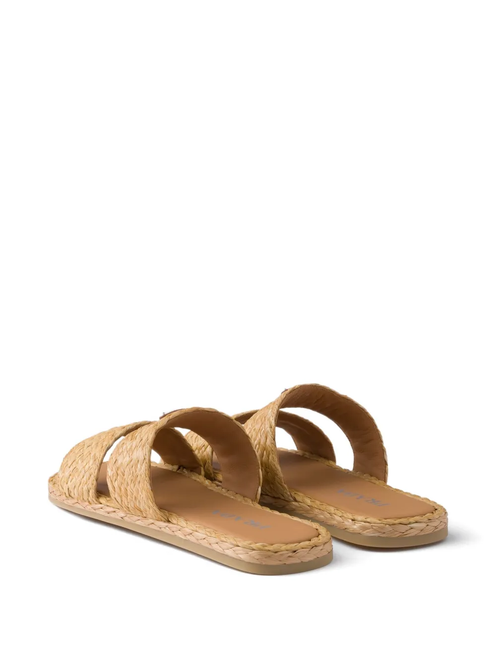Prada Geweven sandalen met logo Beige