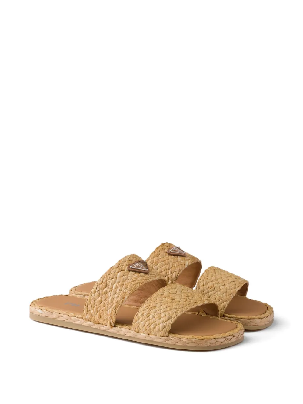 Prada Geweven sandalen met logo - Beige
