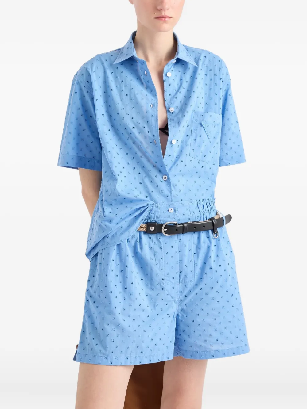 Prada embroidered shorts Blauw