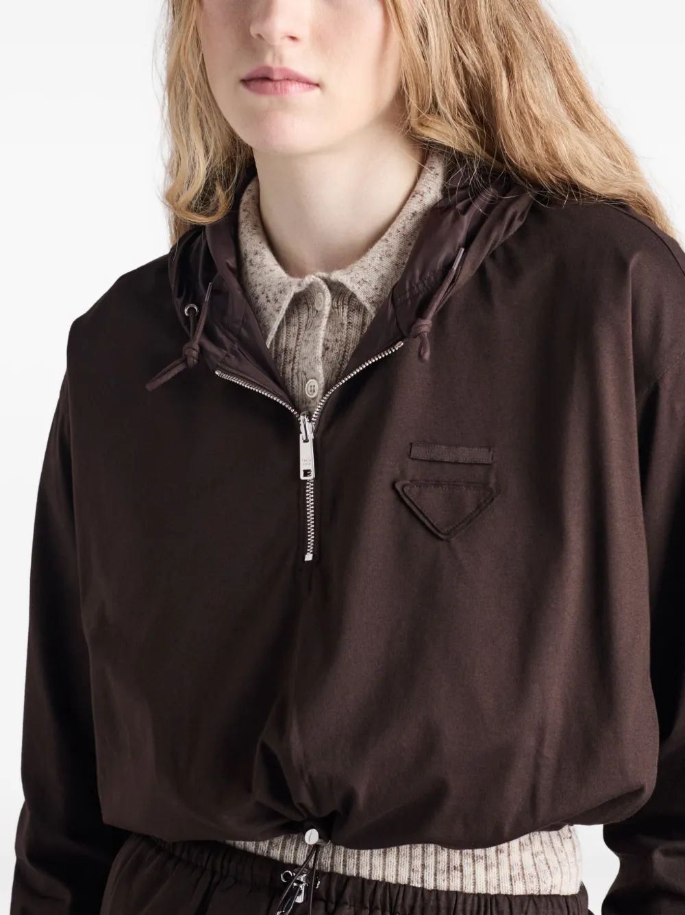 Prada Hoodie met trekkoord Bruin