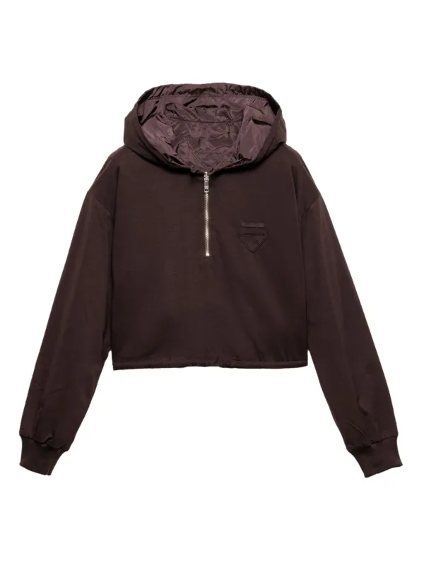 Prada drawstring-hem Hoodie Brown FARFETCH PH