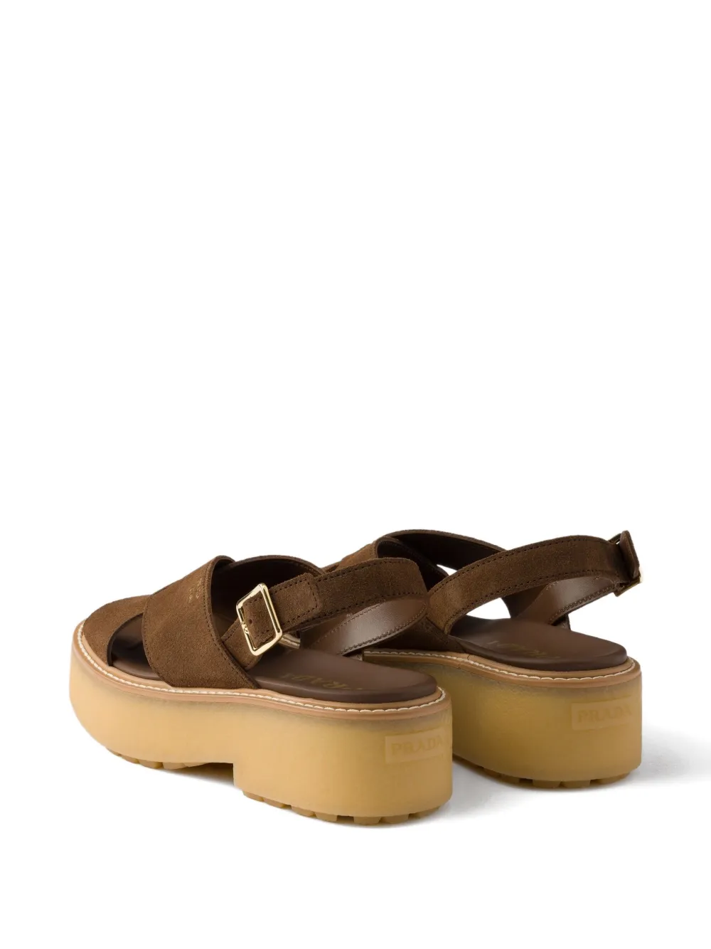 Prada 60mm buckle-strap platform sandals Brown