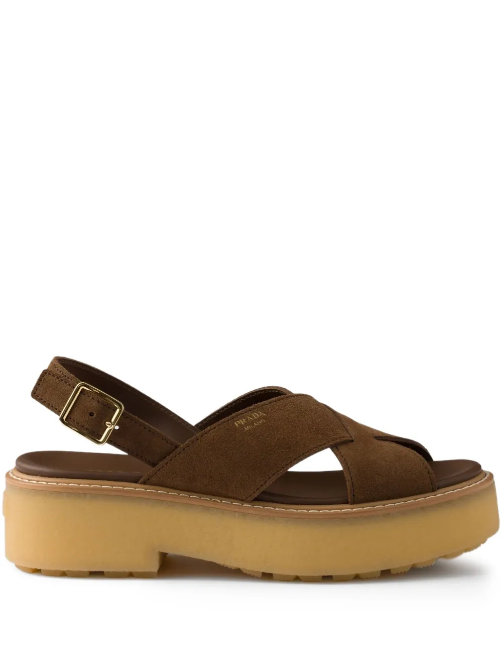 Prada 60mm buckle-strap platform sandals Brown
