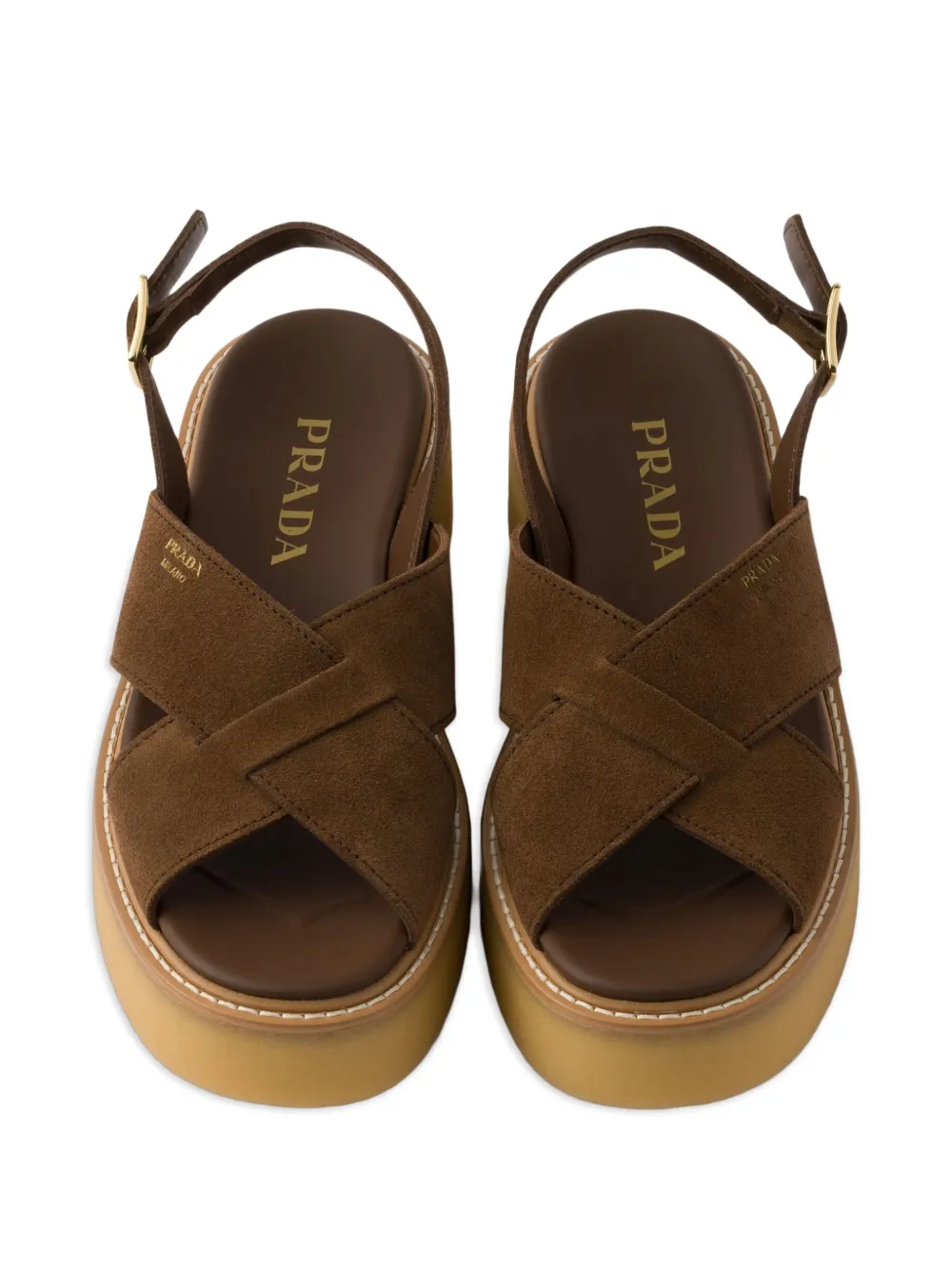 Prada 60mm buckle-strap platform sandals Brown