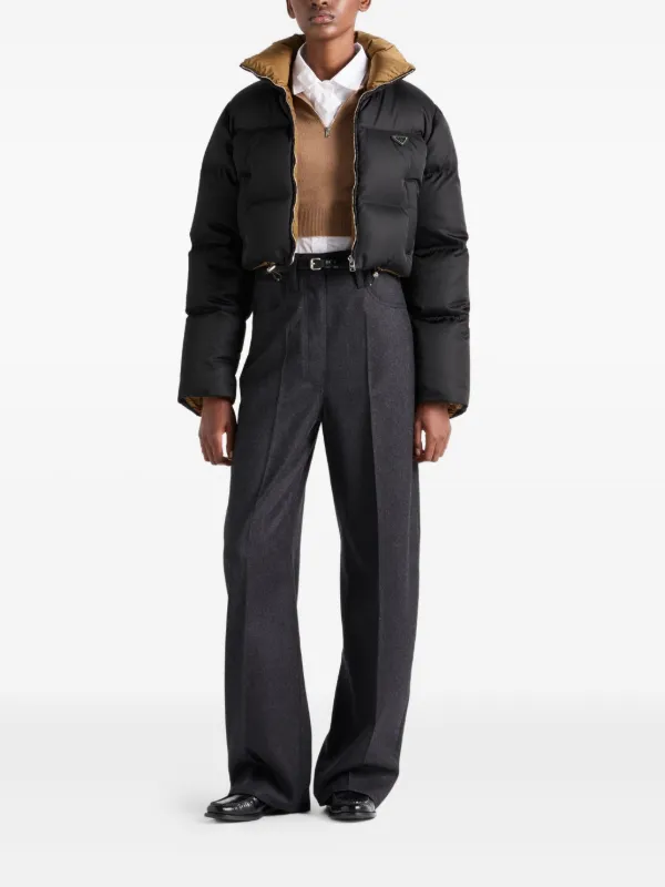 Prada Re-Nylon クロップド ダウンジャケット | ブラック | FARFETCH JP