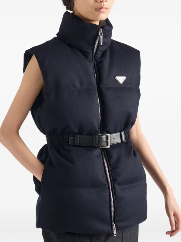 Prada Padded triangle-logo Gilet | Blue | FARFETCH JO