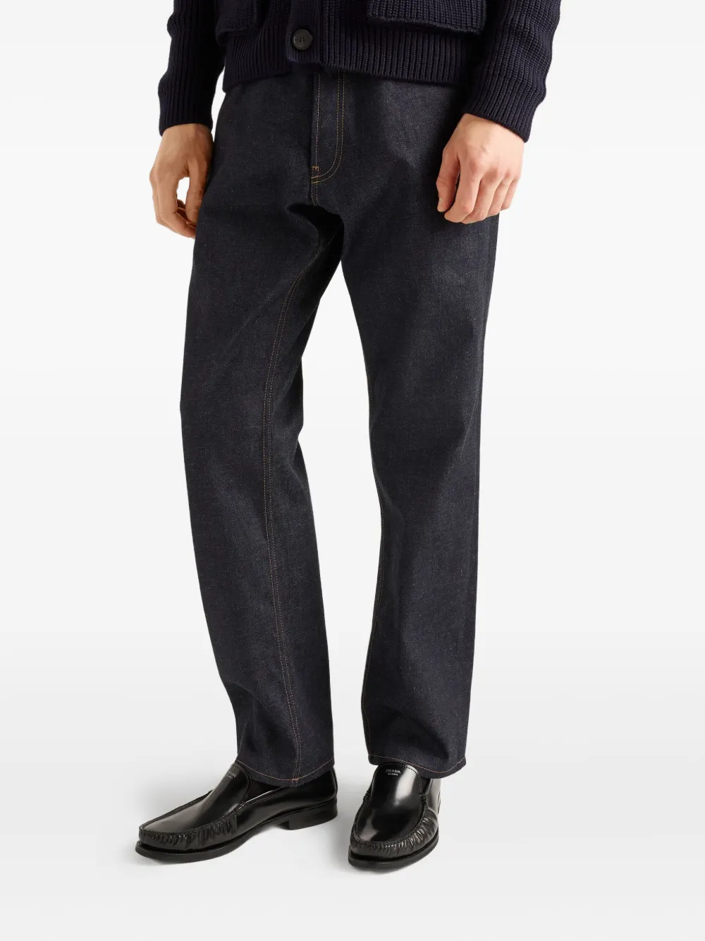 Prada Jeans met bandje aan de achterkant Blauw