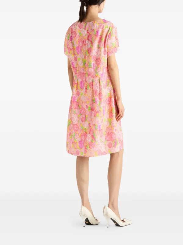 Prada floral-print Belted Mini Dress | Pink | FARFETCH
