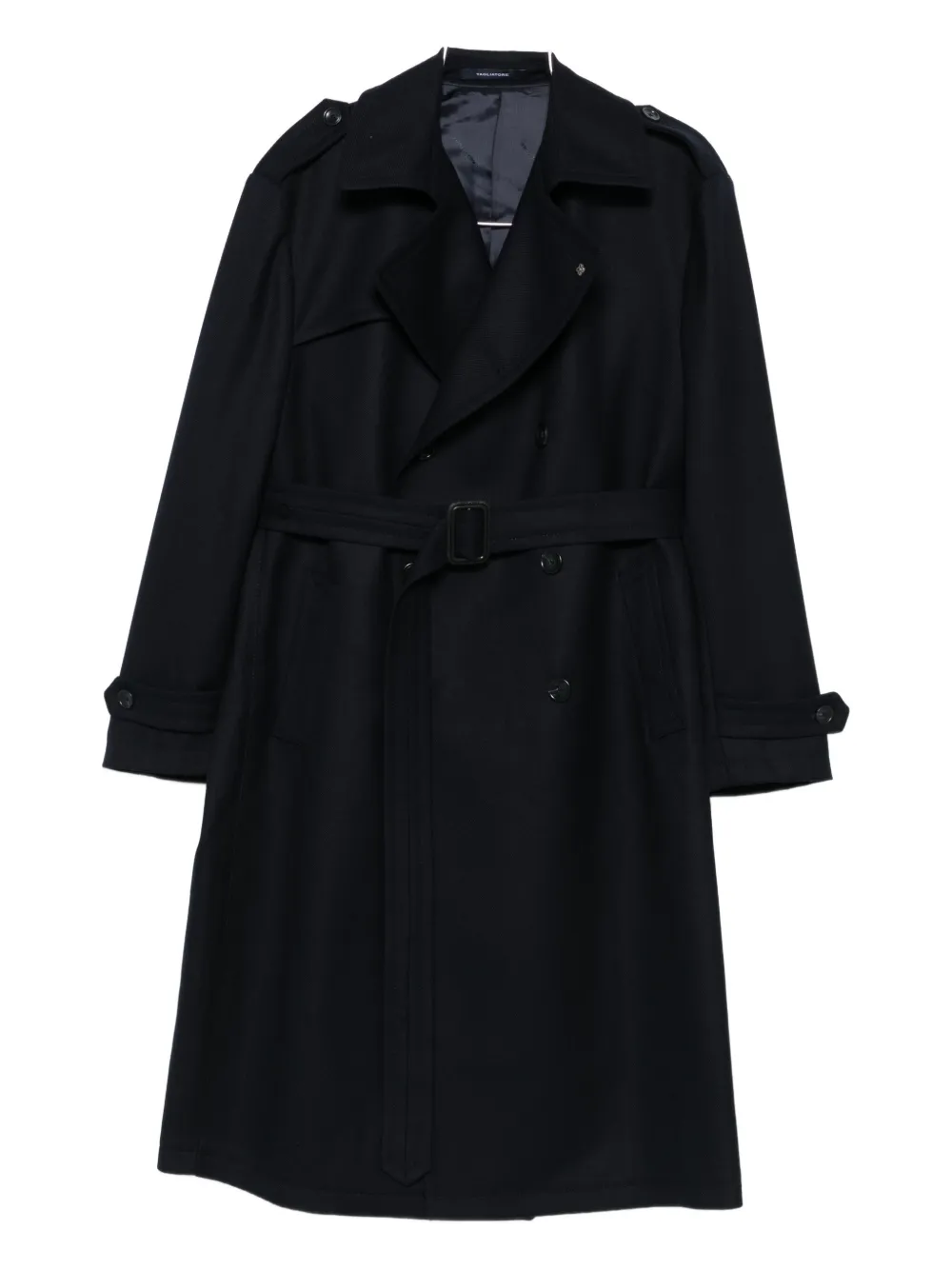 Tagliatore Belted Double-breasted Coat In Black