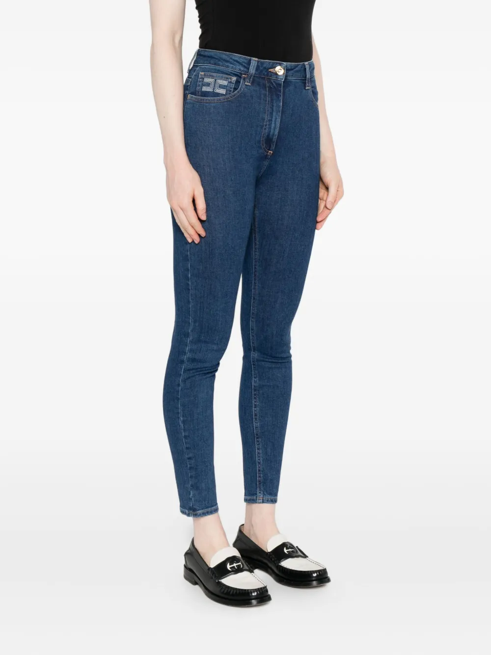 Elisabetta Franchi Jeans met borduurwerk Blauw