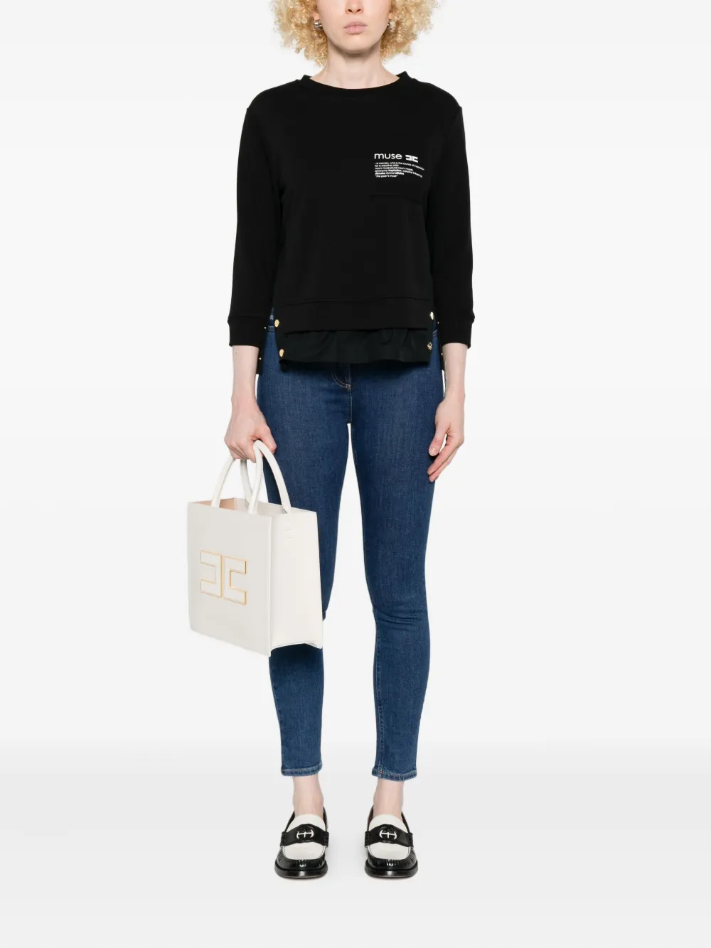 Elisabetta Franchi embroidered-detail denim jeans - Blauw