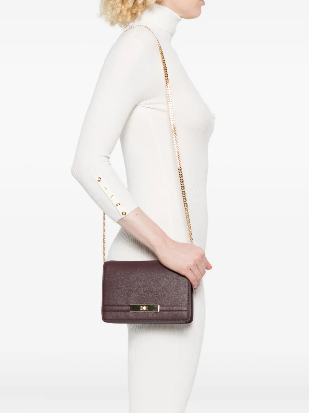 Elisabetta Franchi logo-plaque chain shoulder bag - Rood