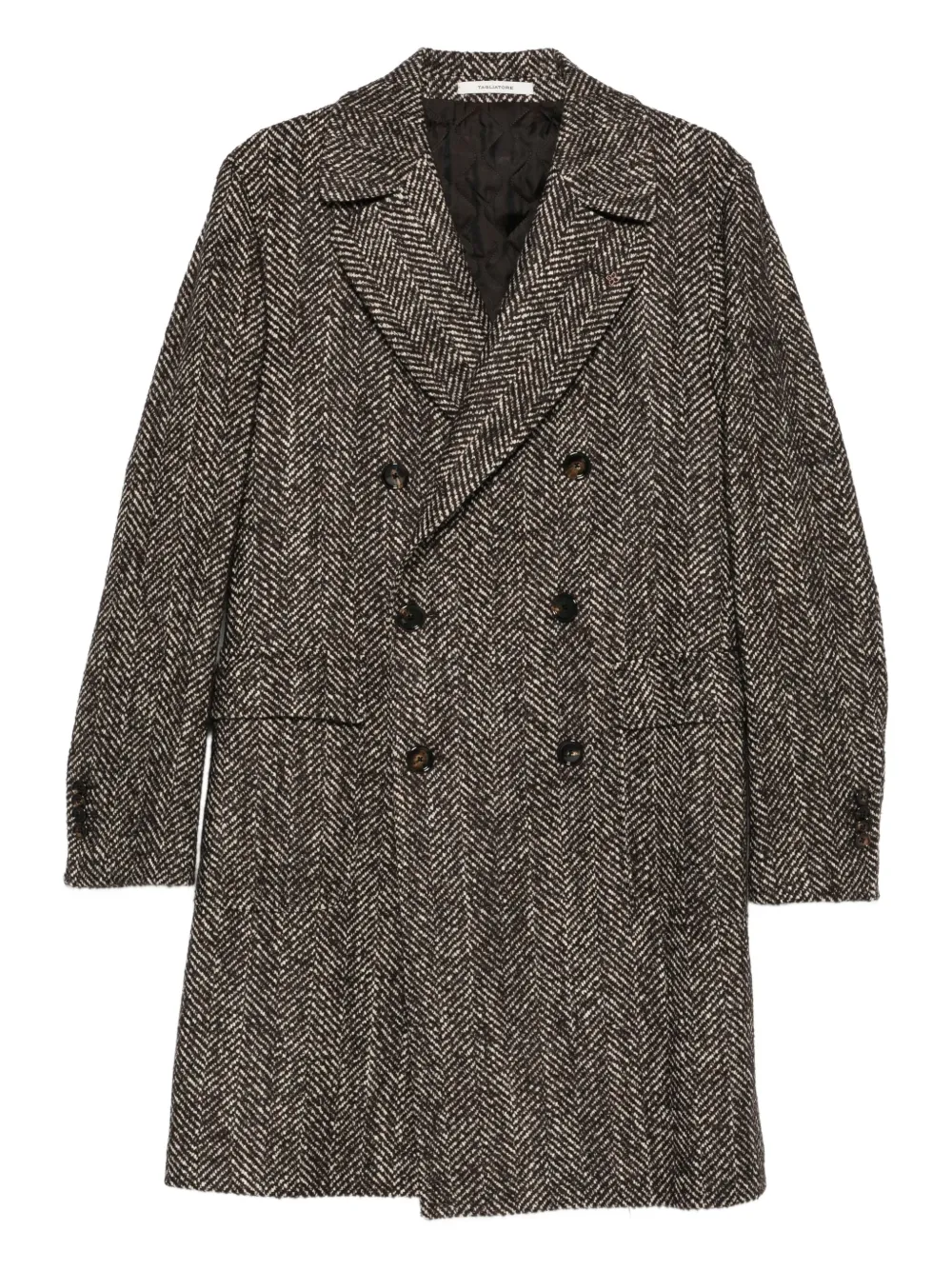 Tagliatore double-breasted herringbone coat | Brown | Image 1