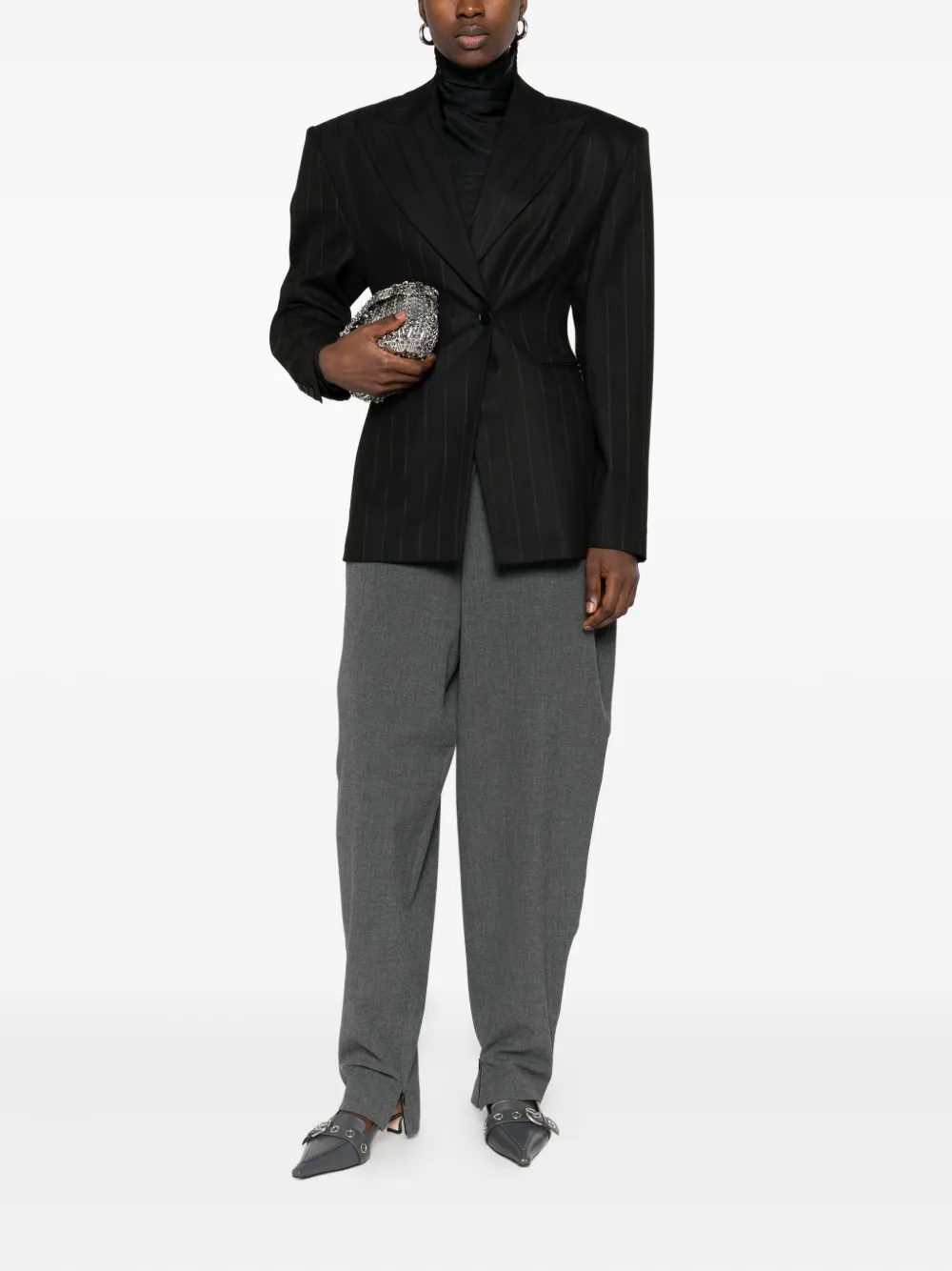 The Andamane Pinstriped Single-breasted Blazer In Black