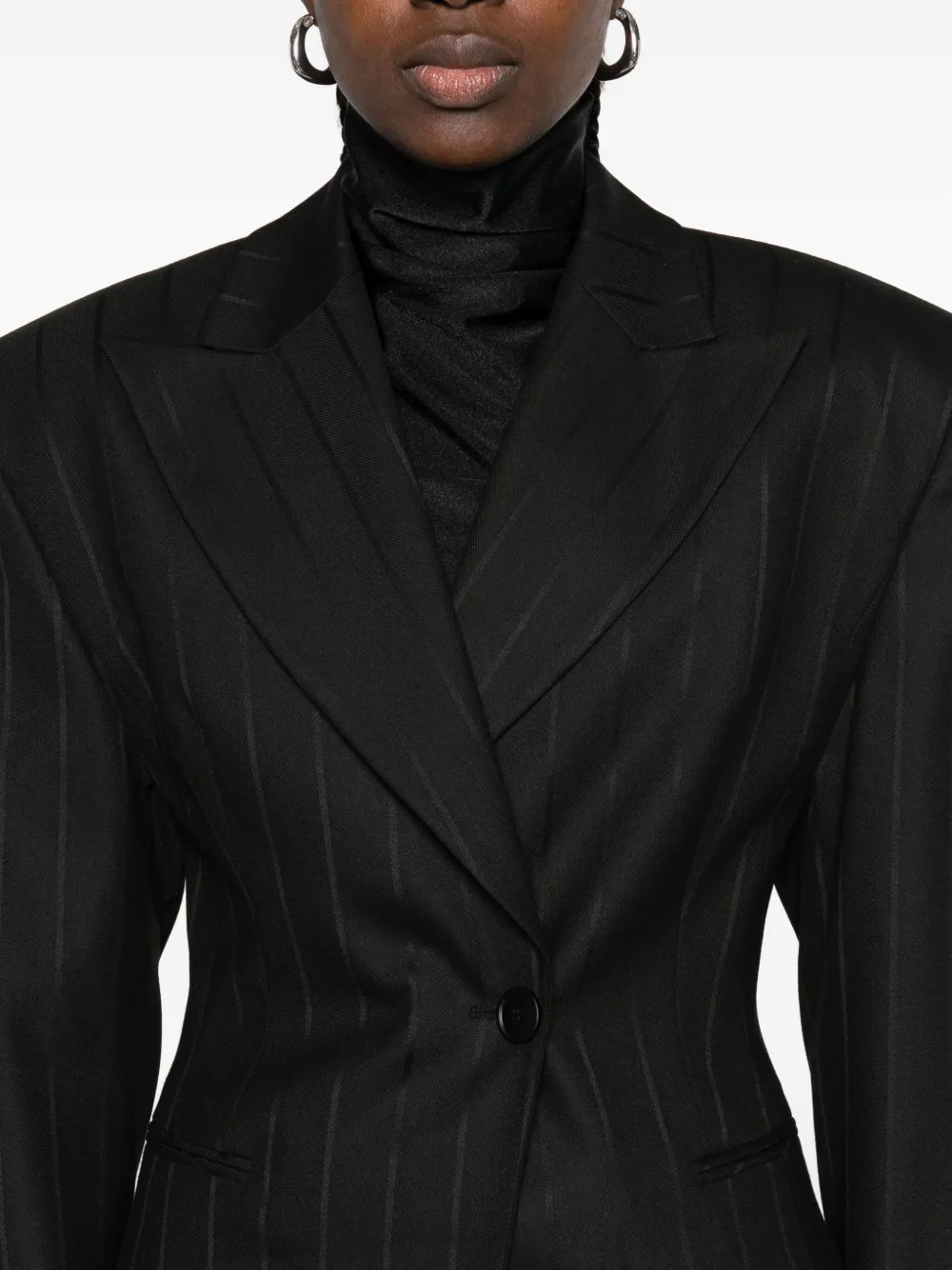 The Andamane Pinstriped Single-breasted Blazer In Black