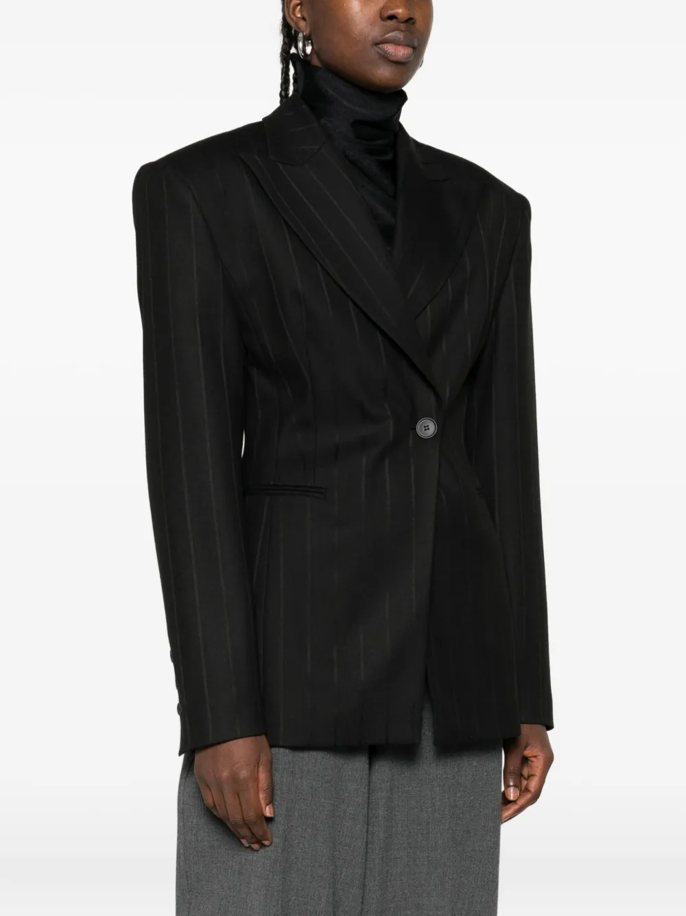 The Andamane Pinstriped Single-breasted Blazer In Black